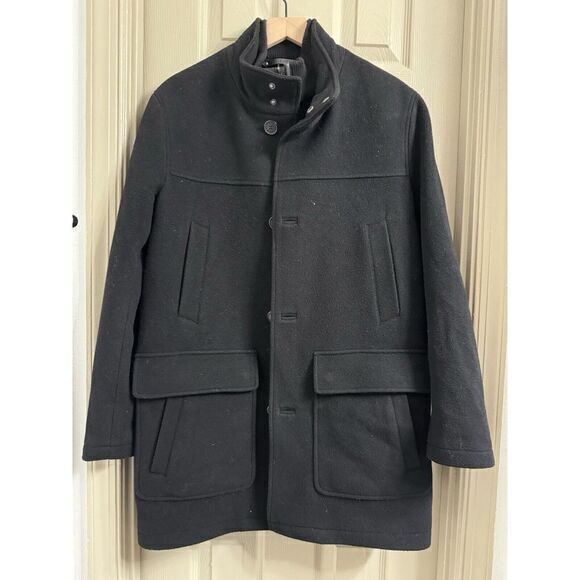 Cole Haan Men Small Wool Cashmere Blend ButtonDown and Full Zipper Peacoat Heavy - Picture 1 of 8